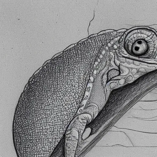 Image similar to a drawing of a chameleon, in the style of leonardo da vinci, leonardo da vinci