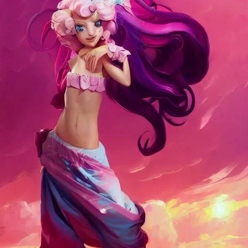 Prompt: pinky pie from by little pony by artgerm, tooth wu, dan mumford, beeple, wlop, rossdraws, james jean, marc simonetti, artstation giuseppe dangelico pino and michael garmash and rob rey and greg manchess and huang guangjian and makoto shinkai