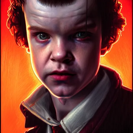 Image similar to portrait painting of joseph quinn eddie munson from stranger things as a vampire, ultra realistic, concept art, intricate details, eerie, highly detailed, photorealistic, octane render, 8 k, unreal engine. art by artgerm and greg rutkowski and charlie bowater and magali villeneuve and alphonse mucha