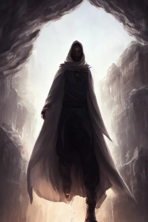 Image similar to a mysterious guy in a white cloak stopping a bus from hitting him by using his telekinetic powers, fantasy, digital painting, WLOP, trending on artstation, 8k, epic composition, highly detailed, sharp focus