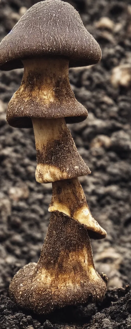 Image similar to real iphone photo of a mushroom growing in lava