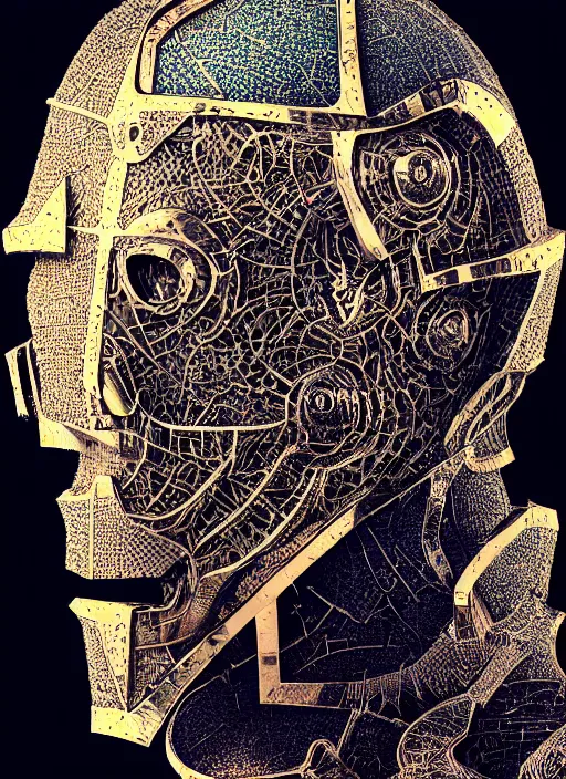 Image similar to portrait of king arthur knight cyborg, kintsugi, modern fine art, fractal, intricate, elegant, highly detailed, digital photography, subsurface scattering, by frank miller,