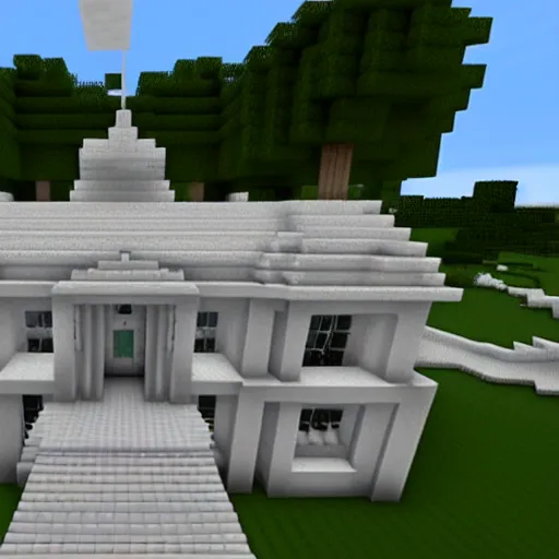 Image similar to the white house in minecraft