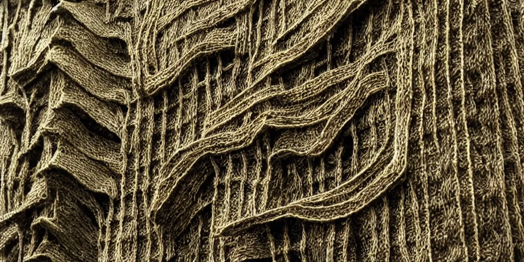 Image similar to knitting gold architecture by giger alien