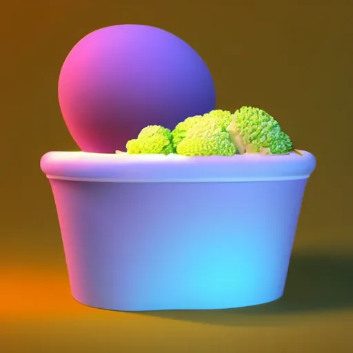 Image similar to a 3 d render of an ice cream in the shape of a brocoli, pixar renderman, trending on artstation, soft lighting, raytracing, high quality, 4 k