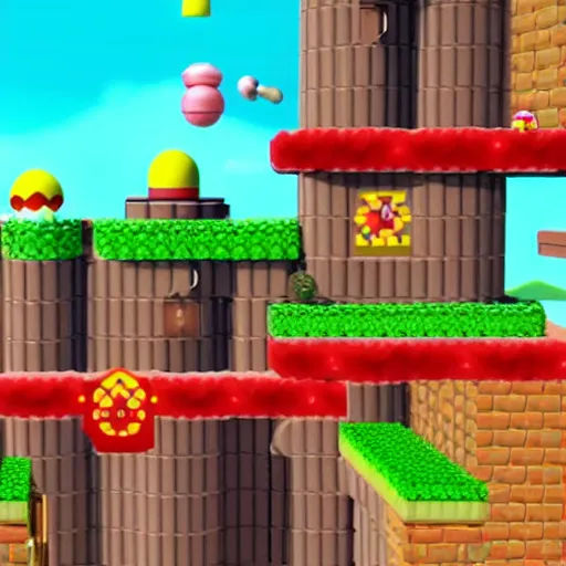 Prompt: first - person gopro footage of toad running through a real world version of a level in super mario bros 2