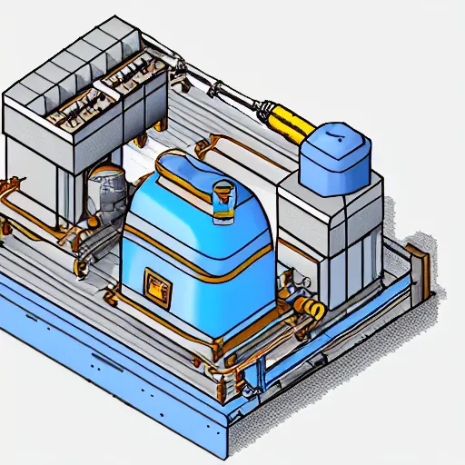 Prompt: pixelart view of a steam generator, isometric perspective