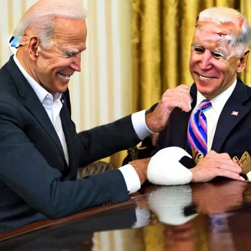 Image similar to Joe Biden holding a mallard duck