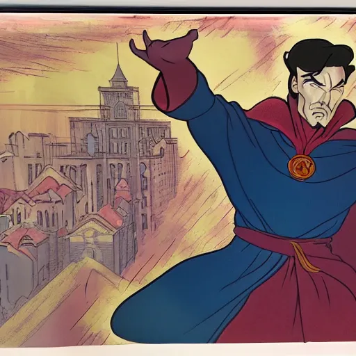 Prompt: doctor strange, production animation cel