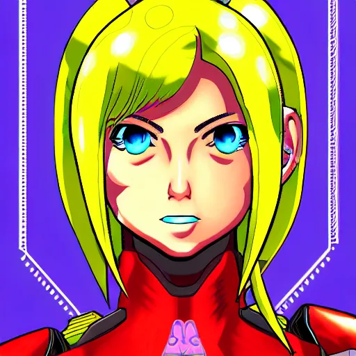 Prompt: Samus Portrait KKG Artbook by ZeroNis, Character Design MMRPG Job System