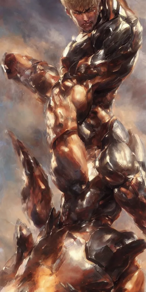 Image similar to muscular genos by daniel gerhartz, trending on art station