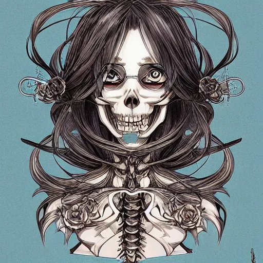 Image similar to anime manga skull portrait young woman skeleton, bugs bunny, intricate, elegant, highly detailed, digital art, ffffound, art by JC Leyendecker and sachin teng