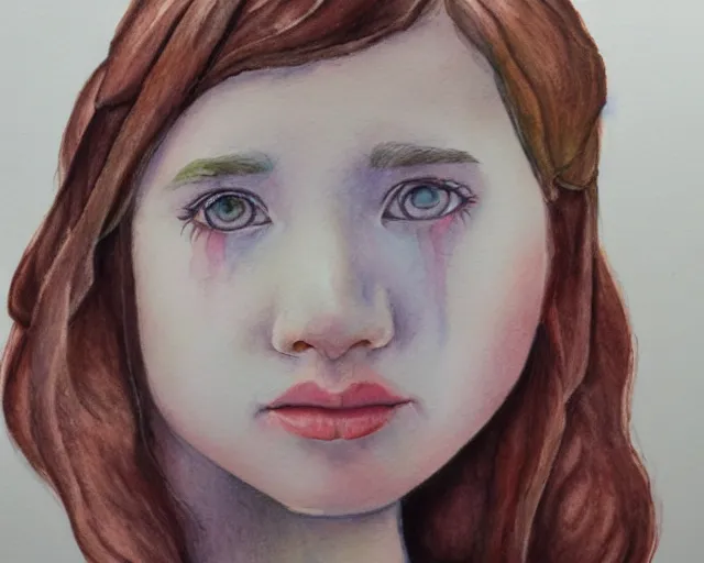 Image similar to a girl with the ice cream watercolor colored pencil painting by samuel smith trending on artstation