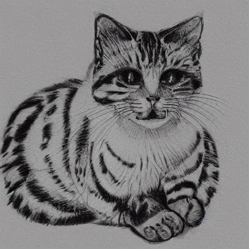 Prompt: one - line drawing of happy cat