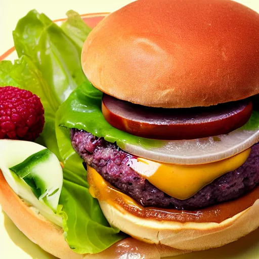 Prompt: burger made from fruits