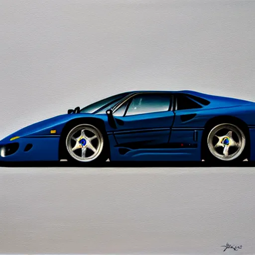 Prompt: a oil painting of a front view ferrari f - 4 0 in white background, cinematic, epic composition, hd, digital painting, digital art, masterpiece, award - winning