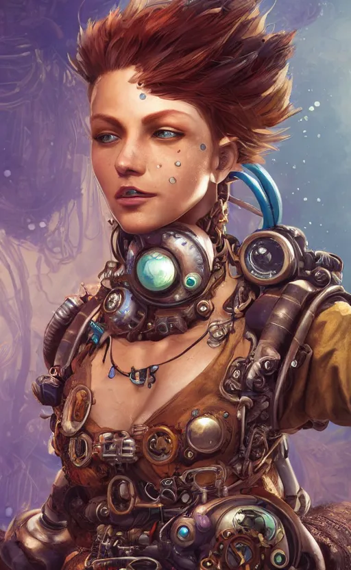 Image similar to underwater steampunk biopunk portrait of fox mccloud, au naturel, hyper detailed, digital art, trending in artstation, cinematic lighting, studio quality, smooth render, unreal engine 5 rendered, octane rendered, art style by klimt and nixeu and ian sprigger and wlop and krenz cushart.