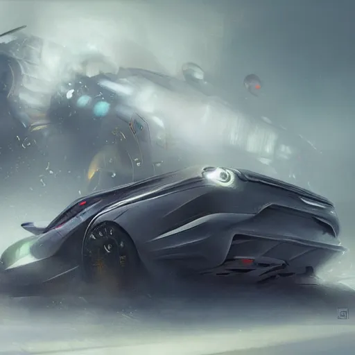 Image similar to modded car, elegant, digital painting, concept art, smooth, sharp focus, art style from Wang Ke and Greg Rutkowski and Bruce Kaiser and Scott Robertson and Dmitry Mazurkevich and Doruk Erdem and Jon Sibal, small style cue from Blade Runner and Minority Report and iRobots