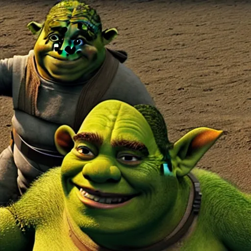 zoomed - out movie still of star wars with shrek on | Stable Diffusion ...