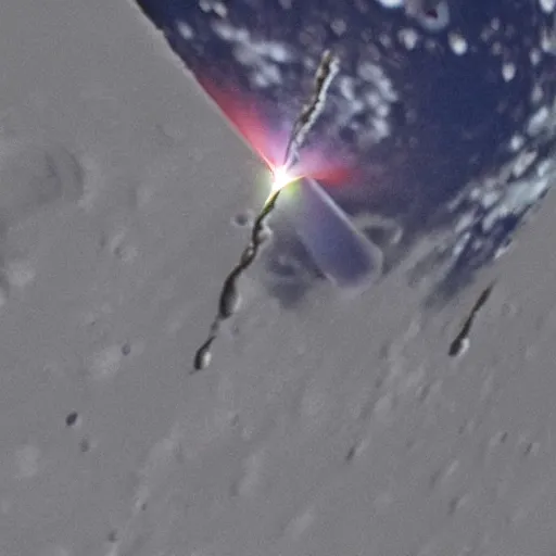 Image similar to image from the international space station of the moon crashing into earth