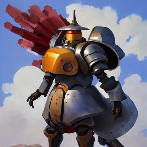 Image similar to greg manchess portrait painting of armored howl from howl's moving castle as overwatch character, medium shot, asymmetrical, profile picture, organic painting, sunny day, matte painting, bold shapes, hard edges, street art, trending on artstation, by huang guangjian, gil elvgren, ruan jia, randy vargas, greg rutkowski