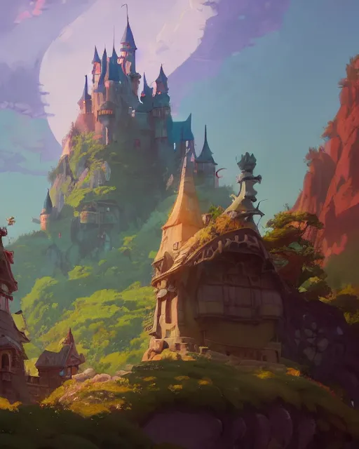 Prompt: fantasy castle with a dragon, cory loftis, james gilleard, atey ghailan, makoto shinkai, goro fujita, studio ghibli, rim light, exquisite lighting, clear focus, very coherent, plain background, soft painting
