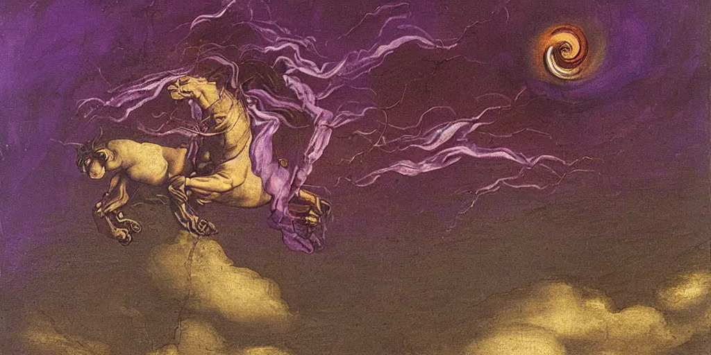 Image similar to Purple tornado painting by Leonardo Da Vinci