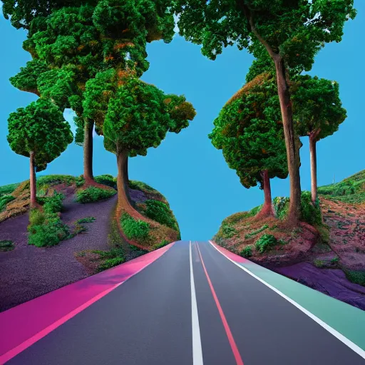 Image similar to a road made of opaque bubble gum digital painting, matte painting, in the style of Beeple, 8k, highly detailed