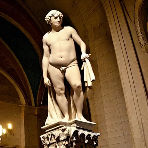 Image similar to Boris Johnson as michaelangelos David statue