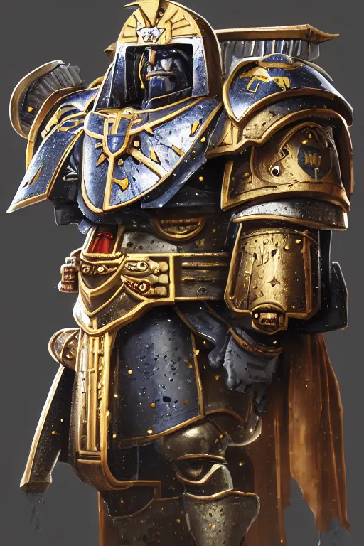 Prompt: armor portrait heros warhammer 4 0 k horus heresy fanart - the primarchs emperor by johannes helgeson animated with vfx concept artist & illustrator global illumination ray tracing hdr fanart arstation zbrush central hardmesh 8 k octane renderer comics stylized