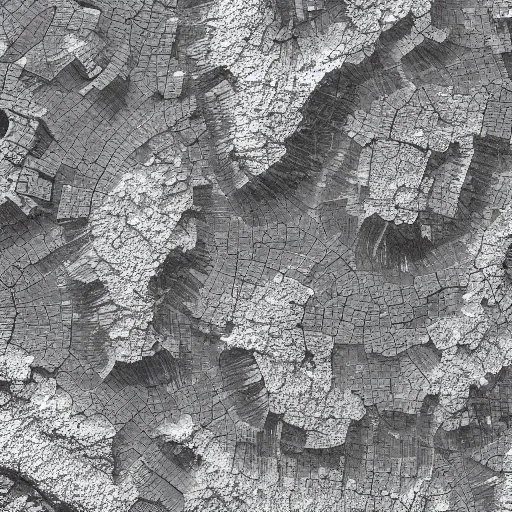 Image similar to heightmap DEM take from a broken satellite, high detail, very refined, 8k, photorelistic, scientific accurate, grayscale