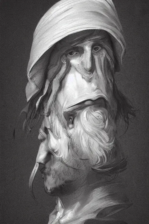 Image similar to portrait, headshot, digital painting, of a wild 17th century sailor, in tricorn hat, realistic, hyperdetailed, chiaroscuro, concept art, art by Franz Hals