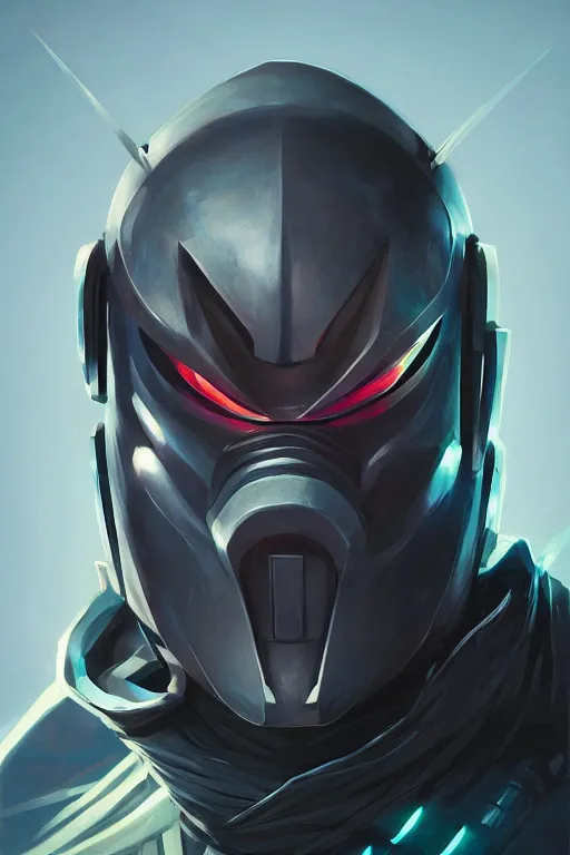 Image similar to epic mask helmet robot ninja portrait stylized as fornite style game design fanart by concept artist gervasio canda, behance hd by jesper ejsing, by rhads, makoto shinkai and lois van baarle, ilya kuvshinov, rossdraws global illumination radiating a glowing aura global illumination ray tracing hdr render in unreal engine 5