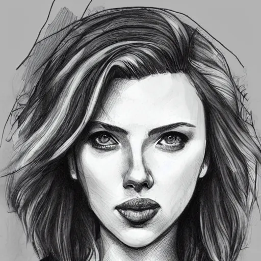 Prompt: Scarlett Johansson, rough sketch by Loish