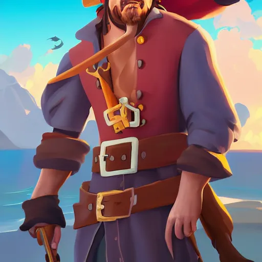 Image similar to painting jack the pirate on sea of thieves game avatar hero smooth face median photoshop filter cutout vector behance hd by jesper ejsing, by rhads, makoto shinkai and lois van baarle, ilya kuvshinov, rossdraws, illustration, art by ilya kuvshinov and gustav klimt