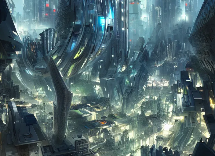 Image similar to incredible futuristic city in harmony with nature, happy people living, dramatic lighting, detailed digital art trending on artstation
