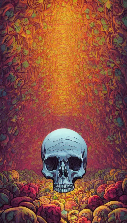 Image similar to The luminous cavern of floral skulls, italian futurism, Dan Mumford, da vinci, Josan Gonzalez