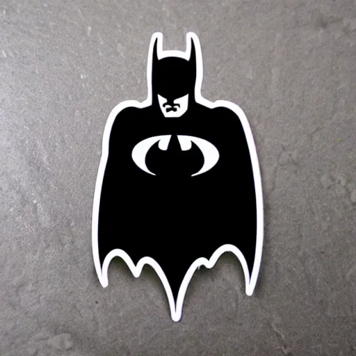 Prompt: die cut sticker, absurdist batman as a black metal band member, splatter paint