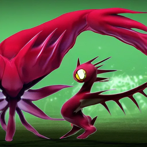 Image similar to a pokemon that looks like a dionaea muscipula, unreal engine.