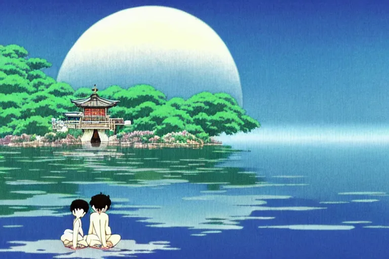 Prompt: tranquility and serenity by studio ghibli