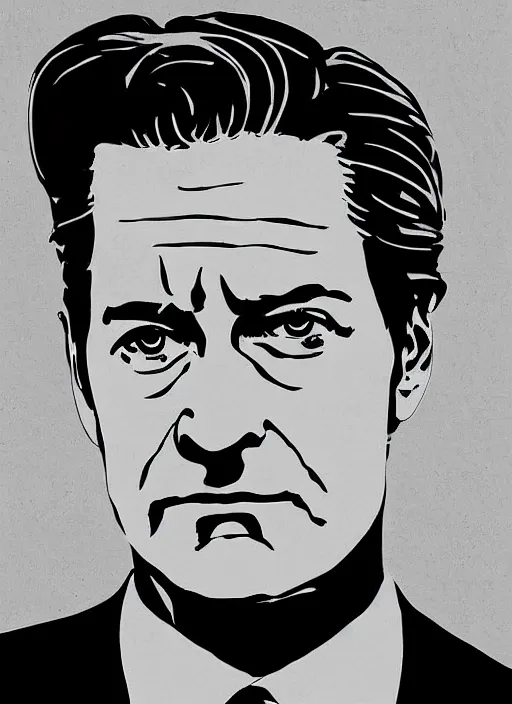 Prompt: portrait of kyle maclachlan as dale cooper by telegramme