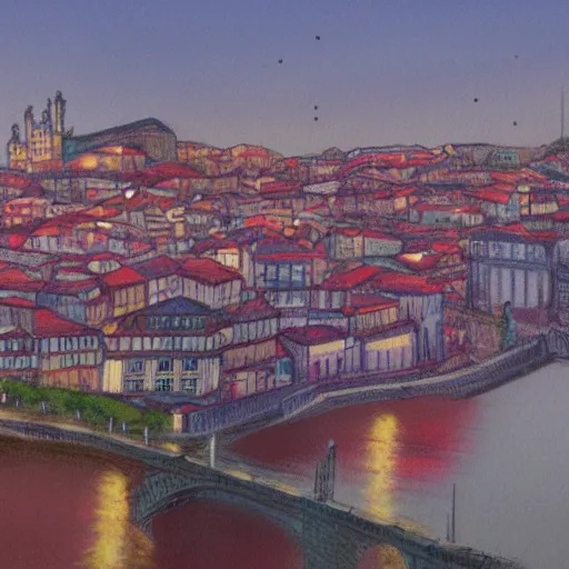 Image similar to city of oporto, concept art, pastel soft colors, in the style of robert hickox, oscar galvan