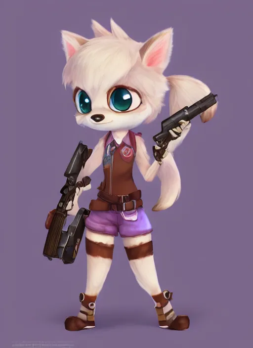 Image similar to female furry mini cute style, character adoptable, highly detailed, rendered, ray - tracing, cgi animated, 3 d demo reel avatar, style of maple story and zootopia, maple story gun girl, fox from league of legends chibi, soft shade, soft lighting