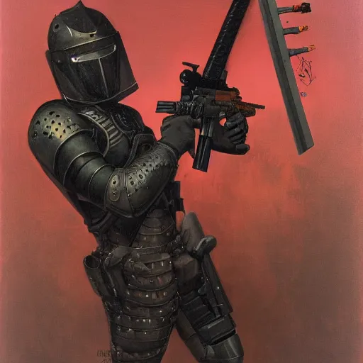 Prompt: portrait of a knight with an ar - 1 5, by gerald brom