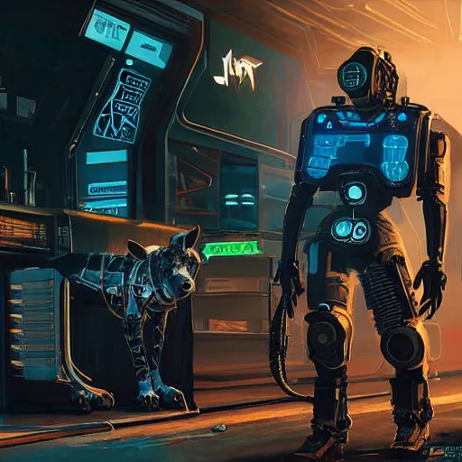 Image similar to robot hyena, cyberpunk 2 0 7 7 concept art, highly detailed