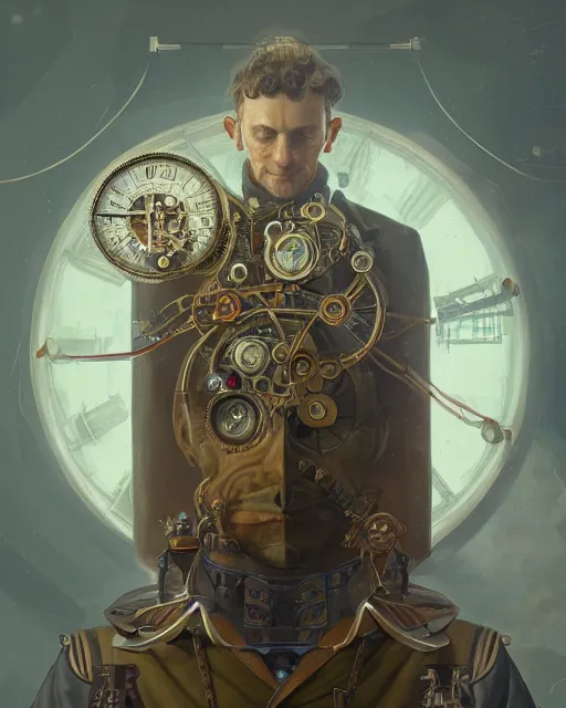 Prompt: epic portrait of victorian man scientist, steampunk, ethereal, highly detailed, intricate details, symmetry, golden ratio, photorealistic, 8k, hd, very sharp details, oil painting by rutkowski and stalenhag, artstation