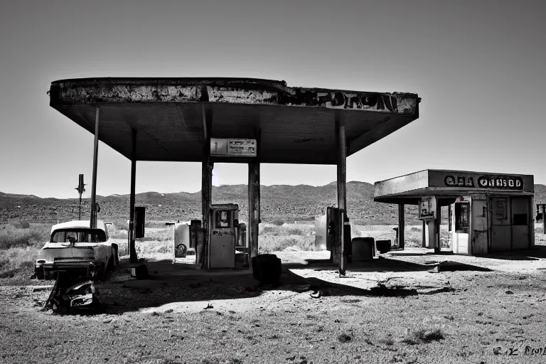 Image similar to an abandoned gas station in new mexico