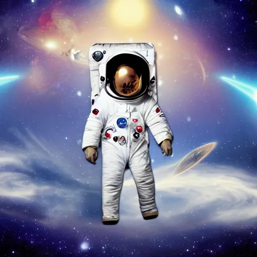 Prompt: space-time portal, universe, futuristic, celestial, little child astronaut