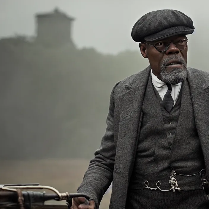 Image similar to film still of Samuel L Jackson in peaky blinders, 4k