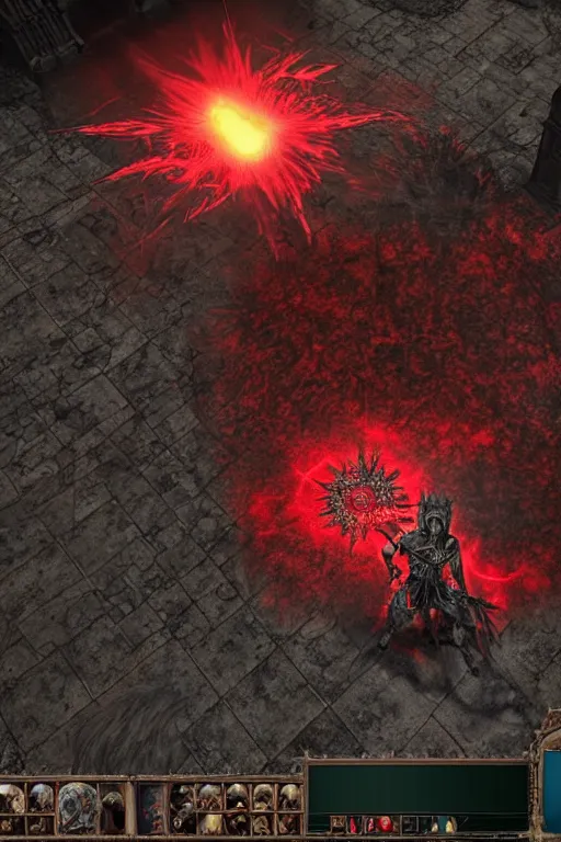 Image similar to Path of Exile, [Sirius], clear [[bronze]] face [mask], luminous red eyes, male image with [bronze] black armor, sitting on the throne, inside the ruined gothic church, black shadows, red lasers, dark red bloody fog, black-grey smoky tornadoes fly around, [[blood]], Anachronism, painting, dark fantasy, steampunk, 4k, perfect quality,